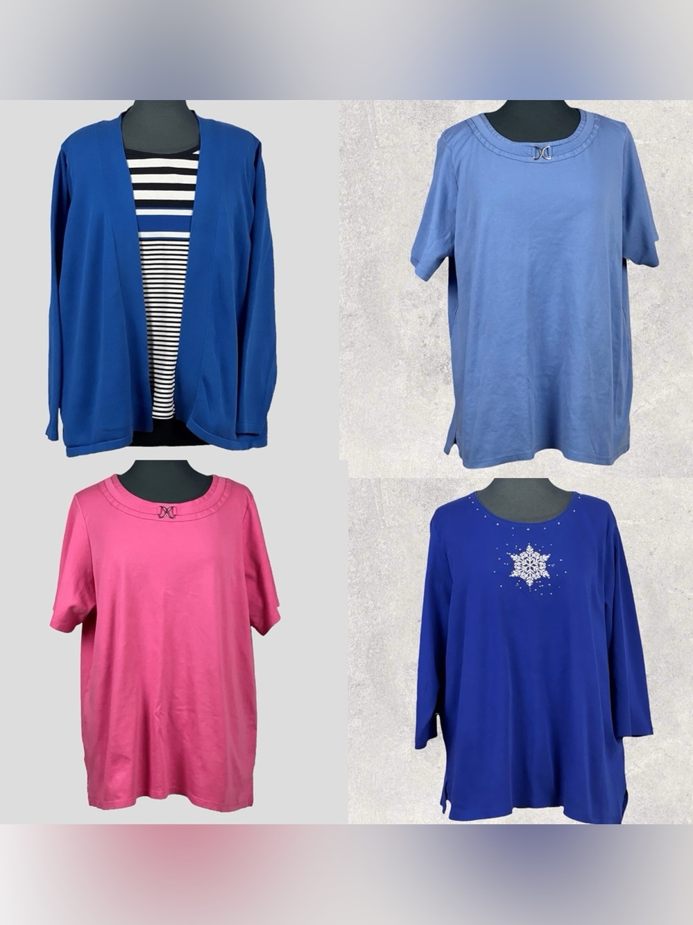 3X Plus Tops Lot 4 Piece Alia Casual Career Blouses Layering Shirts 3/4 Sleeve